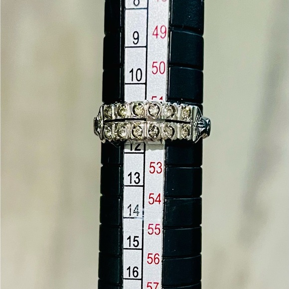 Sterling Silver Double Row Marcasite Band Ring, Size 6 - Picture 10 of 14